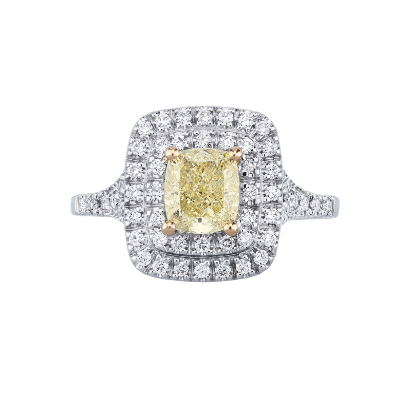 Diamantring mit gelbem Fancy Diamanten 1.16 kt GIA aus Weißgold 18K