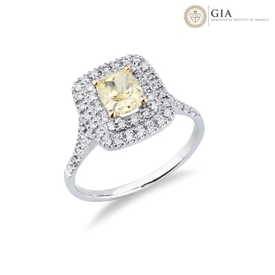Diamantring mit gelbem Fancy Diamanten 1.16 kt GIA aus Weißgold 18K
