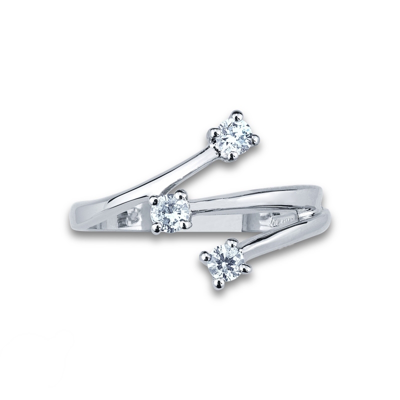 Moderner Verlobungsring aus Weißgold mit 3 Diamanten