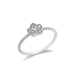 Ring mit Blume aus Diamanten Weißgold