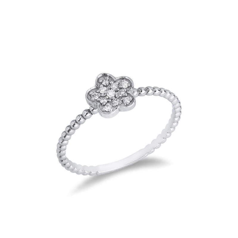 Ring mit Blume aus Diamanten Weißgold