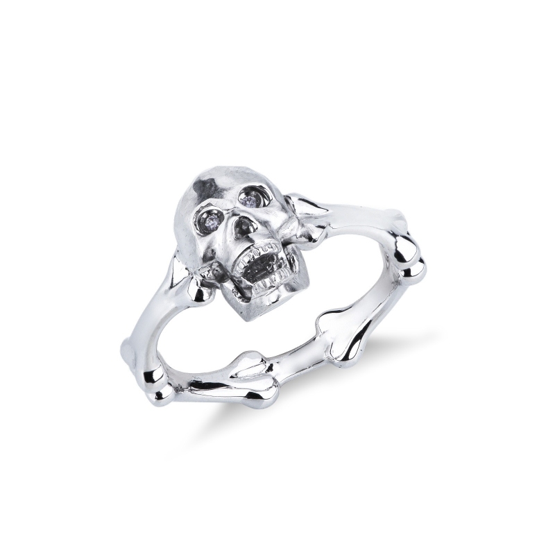 Totenkopf Ring aus 750er Weißgold