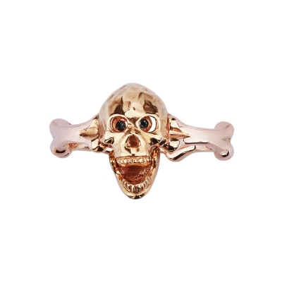 Totenkopf Ring aus 18k Roségold mit schwarzen Diamanten