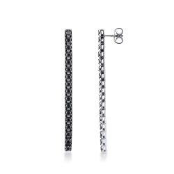 Tennis Ohrhänger Weissgold mit schwarzen Diamanten