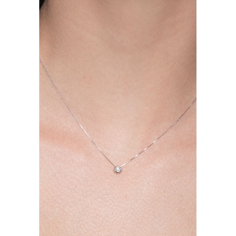 Solitär-Anhänger Halskette aus Weißgold 750