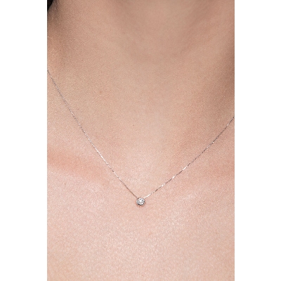 Solitär-Anhänger Halskette aus Weißgold 750