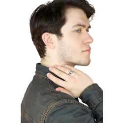 Herrenring Weißgold 18K mit Diamant 2