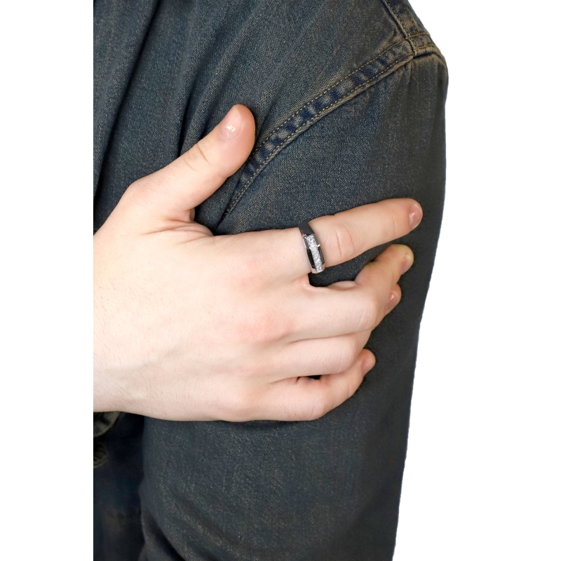 Weißgold 18k Herrenring mit sieben Diamanten