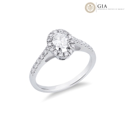 Antragsring mit Diamant Ovalschliff 0.50 kt GIA aus Weißgold 18K