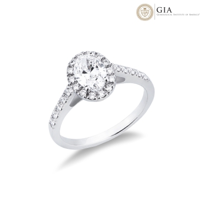 Verlobungsring mit Diamant Ovalschliff 1.00 Karat GIA aus Weißgold 18k