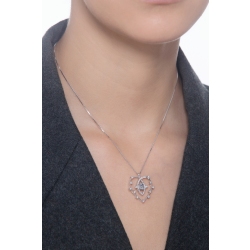 Herzkette 18K Weißgold mit Aquamarin-Anhänger und Diamanten 2