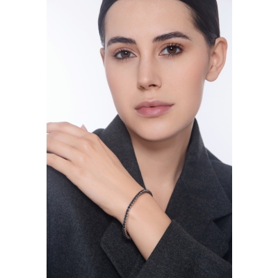 Weißgold 18K Tennisarmband mit schwarzen Diamanten 