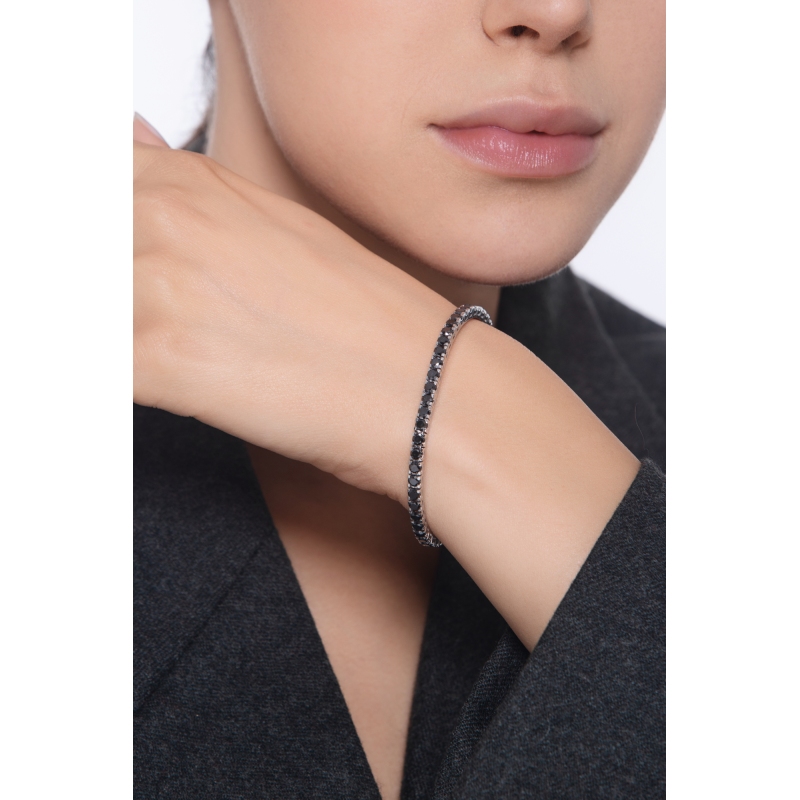 Weißgold 18K Tennisarmband mit schwarzen Diamanten 