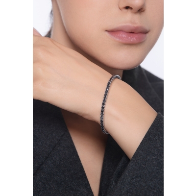 Weißgold 18K Tennisarmband mit schwarzen Diamanten 