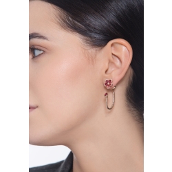 Roségold 18K Blumen Ohrringe mit Rubinen und Diamanten 2