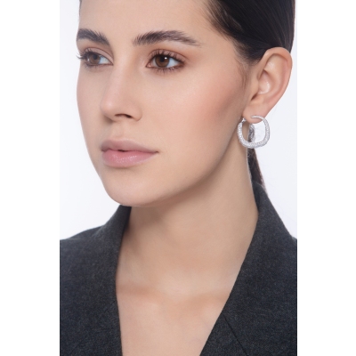 Creolen Weißgold 750 mit Diamanten