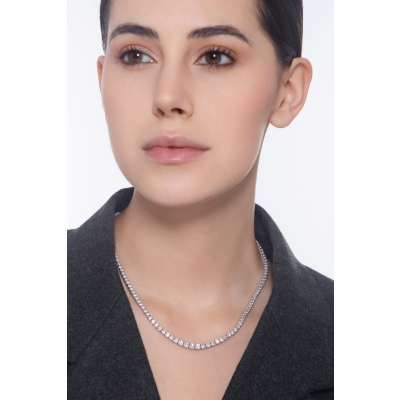 Rivière Halskette mit Diamanten aus Weißgold 18K