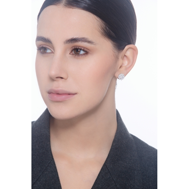 Ohrstecker 18K Weißgold mit Blumen aus Diamanten