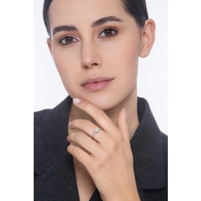 Verlobungsring aus Weißgold 18k mit Diamant Herzschliff GIA 1.00kt 