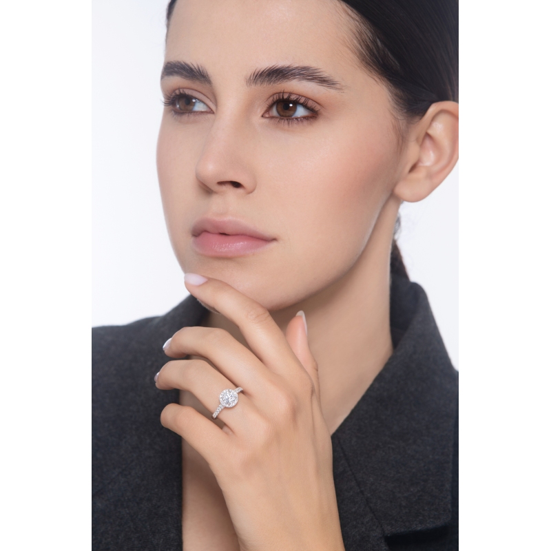 Verlobungsring aus Weißgold 18K mit Diamant 1 Karat IGI 