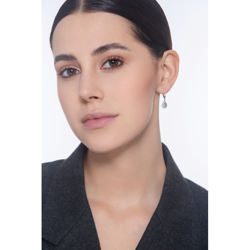 Aquamarin Ohrringe aus 750er Weißgold mit Diamanten