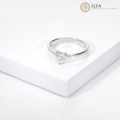 Ring mit Diamant Herzschliff 0.50 Kt GIA aus 18K Weißgold