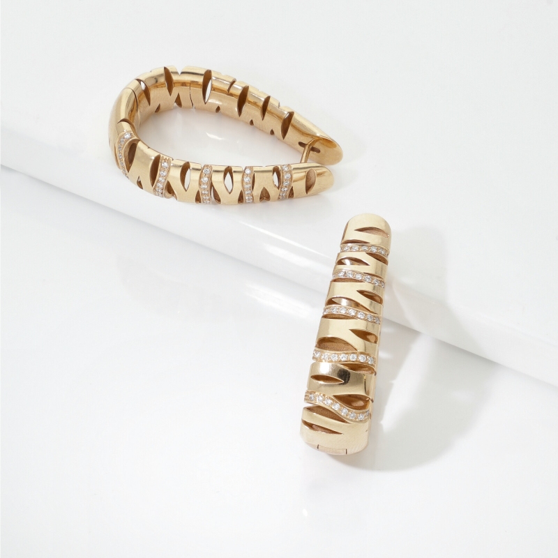 Ovale Ohrringe aus Roségold 18K mit Diamanten