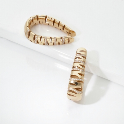 Ovale Ohrringe aus Roségold 18K mit Diamanten