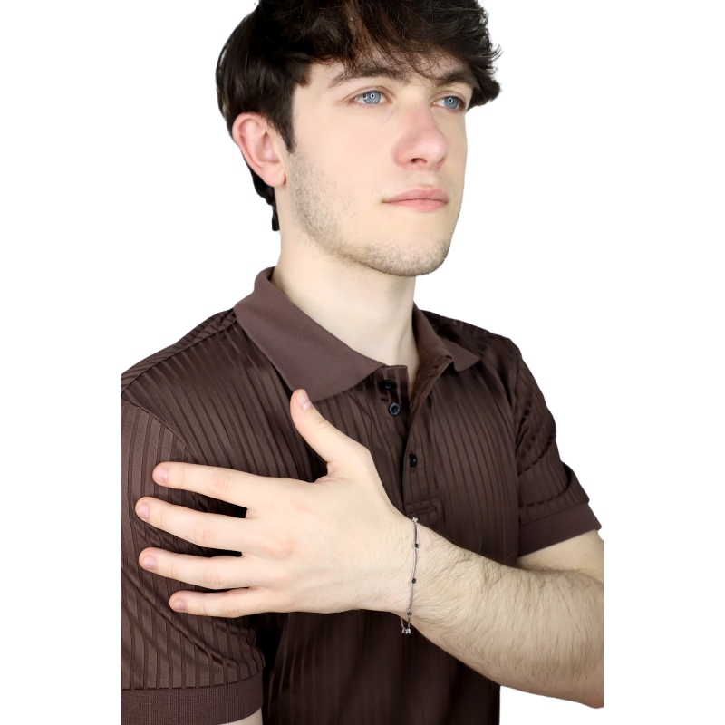 Weißgold Herrenarmband 18K mit acht schwarzen Diamanten