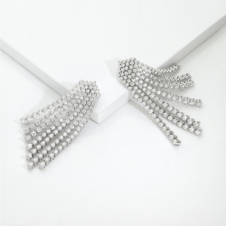 Tennis Ohrringe Weißgold mit sieben Reihen Diamanten 2