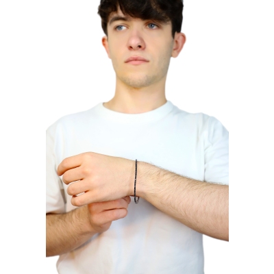 750er Weißgold elastisches Tennisarmband schwarzen Diamanten