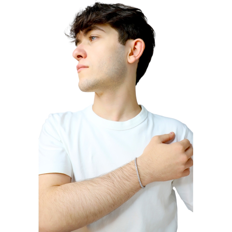 Elastisches Tennisarmband 750er Weißgold mit Diamanten