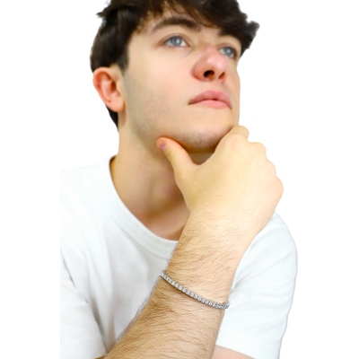 Elastisches Tennisarmband Weißgold 18k mit Diamanten 