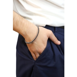 Weißgold 750 elastisches Tennisarmband mit schwarzen Diamanten 2