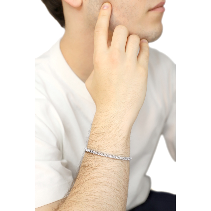 Elastisches Tennisarmband mit Diamanten Weißgold 750 