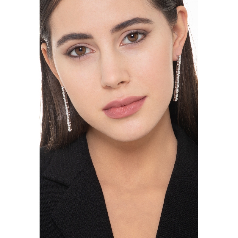 Hängende Damenohrringe aus Weißgold 750 mit Diamanten