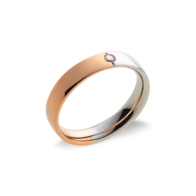 Moderner Ehering Weißgold Rotgold