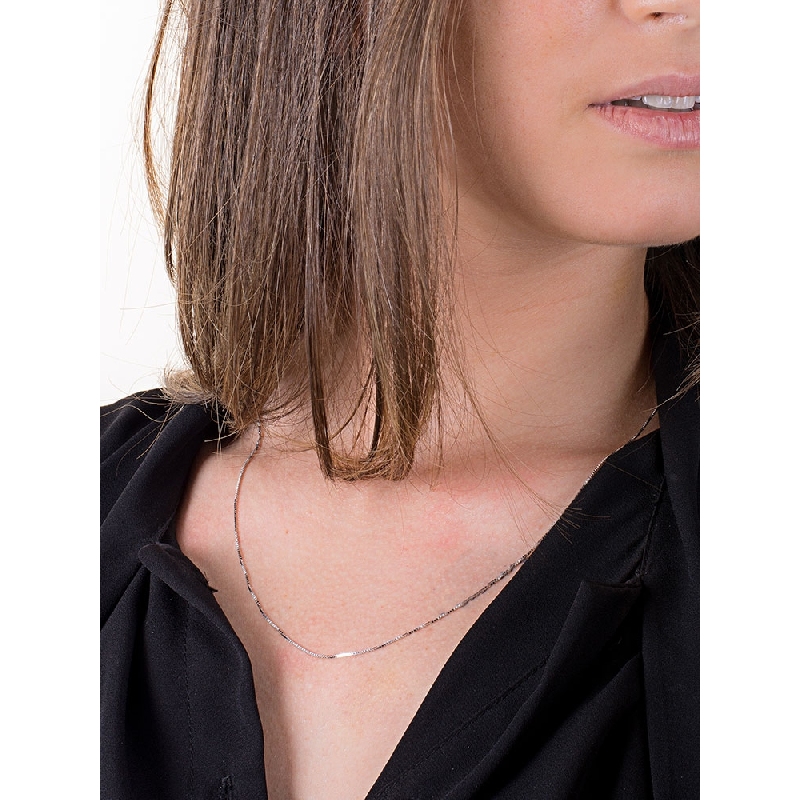 Rhodinierte 18K Weißgold Herrenkette ohne Anhänger