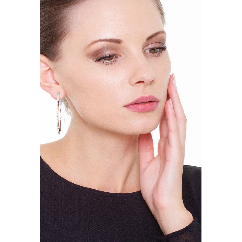 750er Weißgold Creolen mit Diamanten