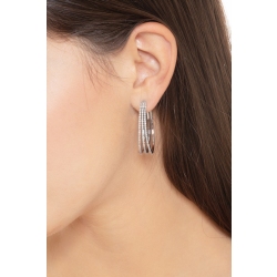 Creolen aus 18k Weißgold mit drei Reihen Diamanten. 2