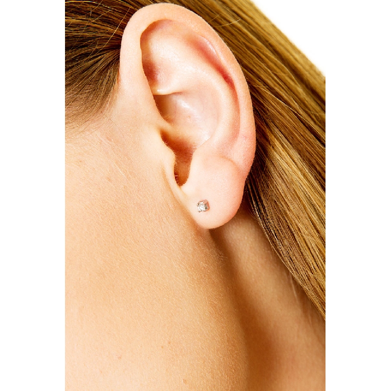 Viereckige Ohrstecker Weißgold mit Diamanten