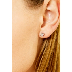 Quadratische Brillant-Orstecker aus 18K Weißgold  2