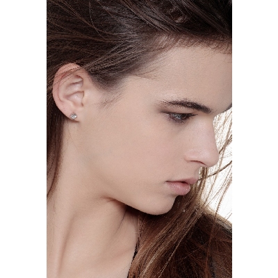 750 Weißgold Ohrstecker Damen mit Diamanten