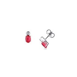 Ohrstecker Weißgold 750 mit Rubinen und Diamanten