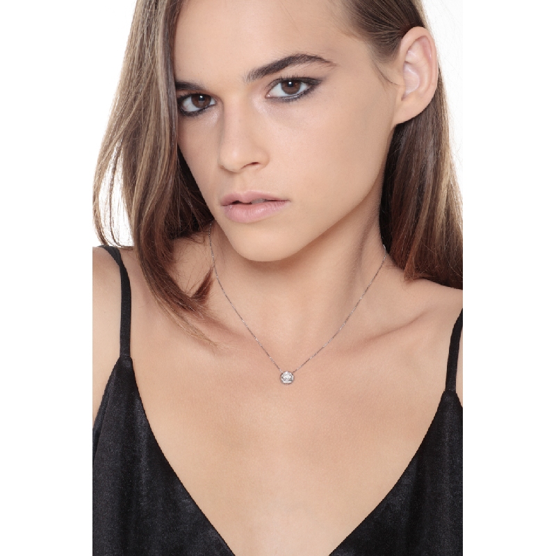 Kette aus Weißgold 750 mit Solitär-Anhänger