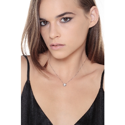 Kette aus Weißgold 750 mit Solitär-Anhänger