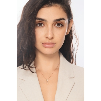 Roségold 18K Halskette mit Diamant-Hornanhänger 