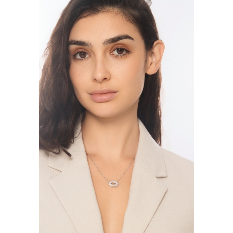 Damenkette Weißgold 18K mit ovalem Anhänger aus Diamanten