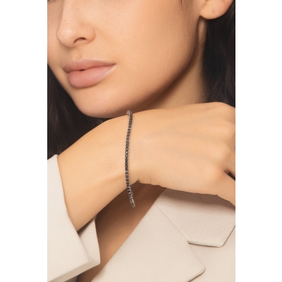 750er Weißgold elastisches Tennisarmband schwarzen Diamanten