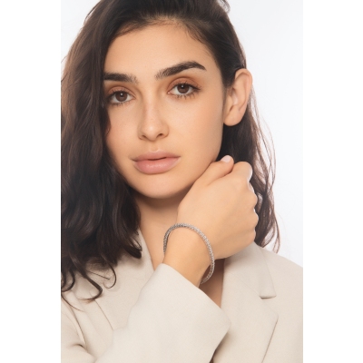 Elastisches Tennisarmband 750er Weißgold mit Diamanten